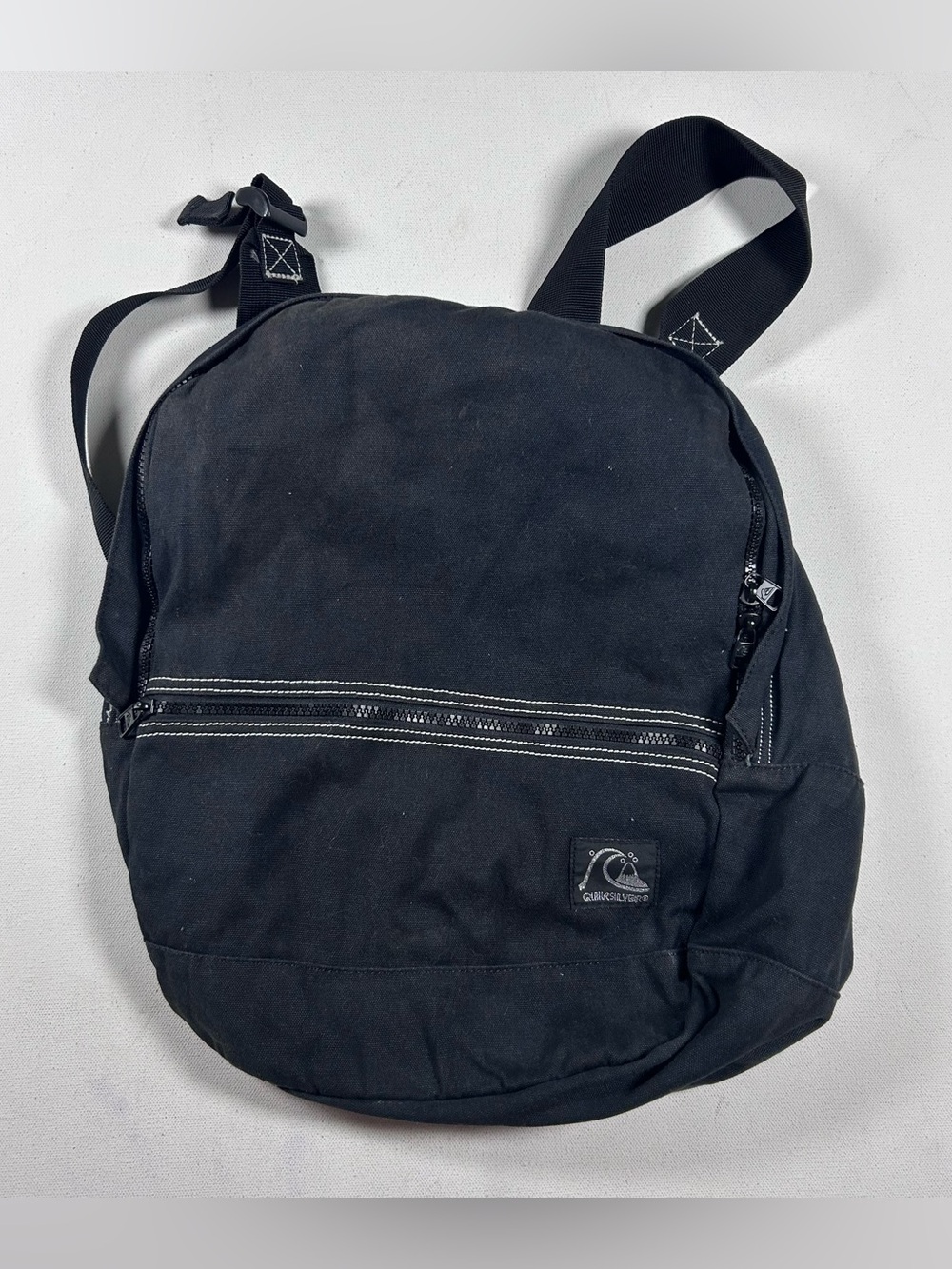Roxy Quiksilver Vintage Surf Backpack 90S 00S Y2K Glitter Logo Black Youth Bag